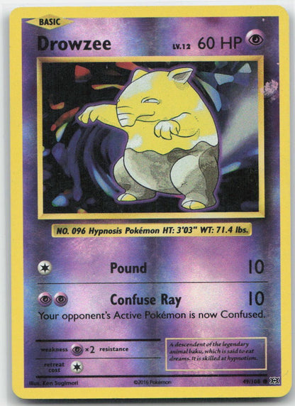 Drowzee Reverse Holo Common 49/108 XY - Evolutions LP