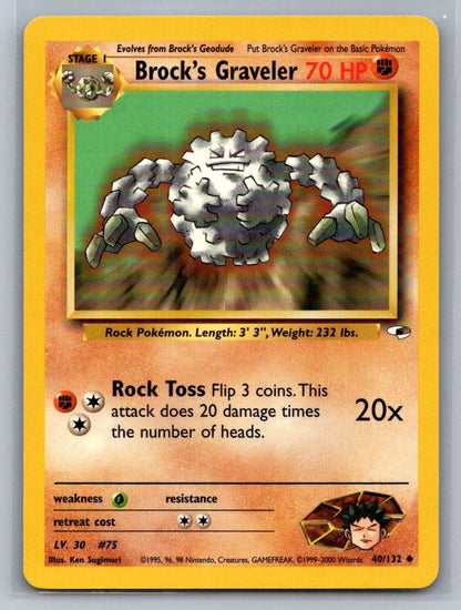 Brock's Graveler Unlimited Uncommon 040/132 Gym Heroes LP