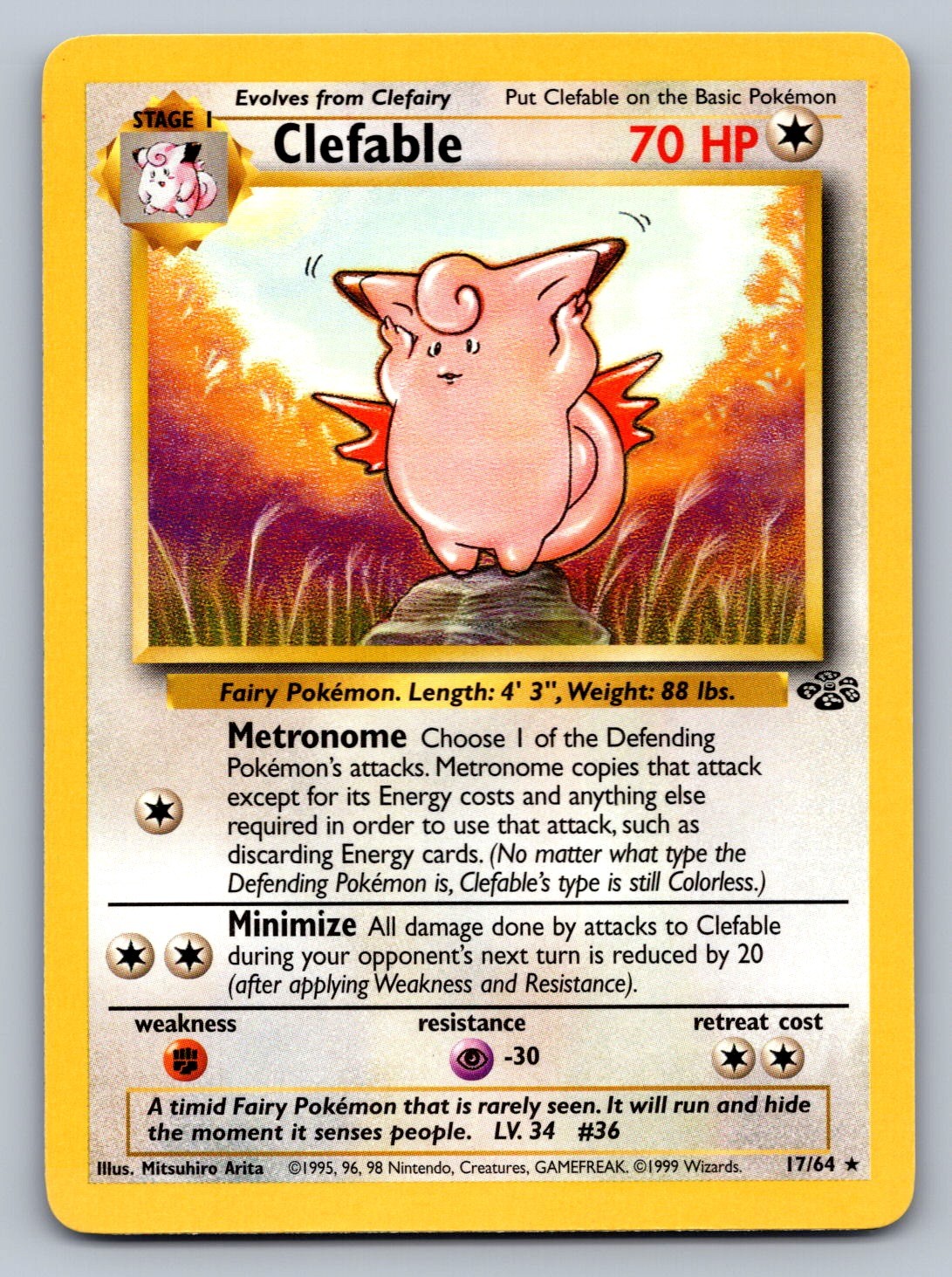 Clefable (17) 17/64 Colorless 1st Edition Jungle NM