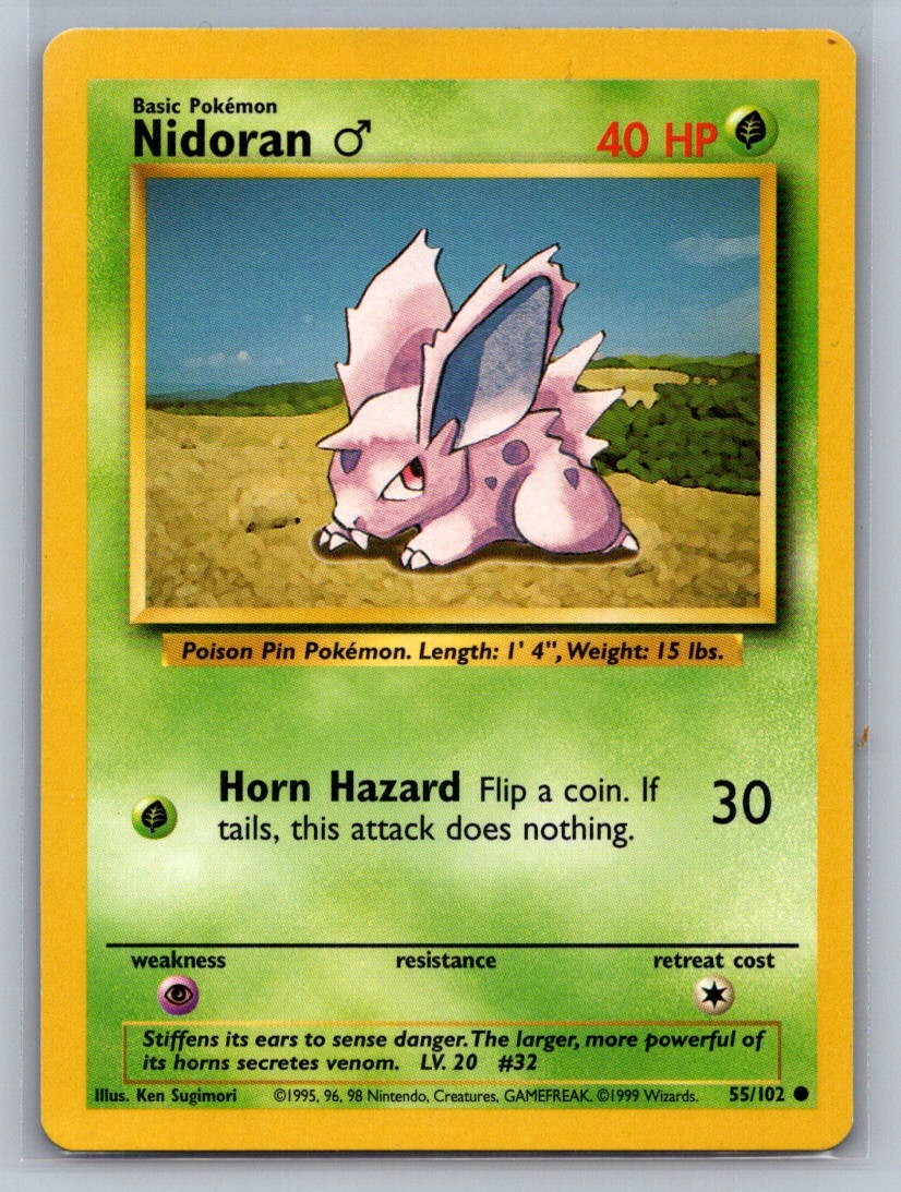 Nidoran M Common 055/102 Base Set LP