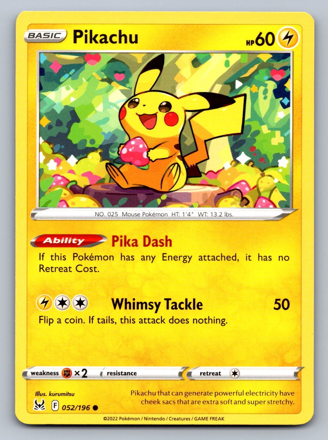 Pikachu Common 052/196 SWSH11: Lost Origin NM
