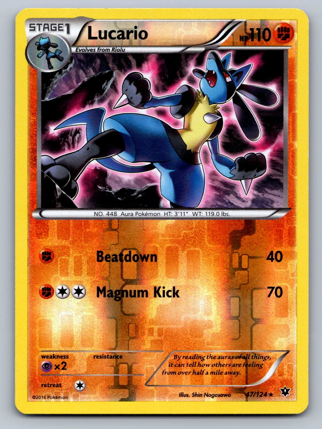 Lucario (47) 47/124 Fighting Reverse Holo XY - Fates Collide NM