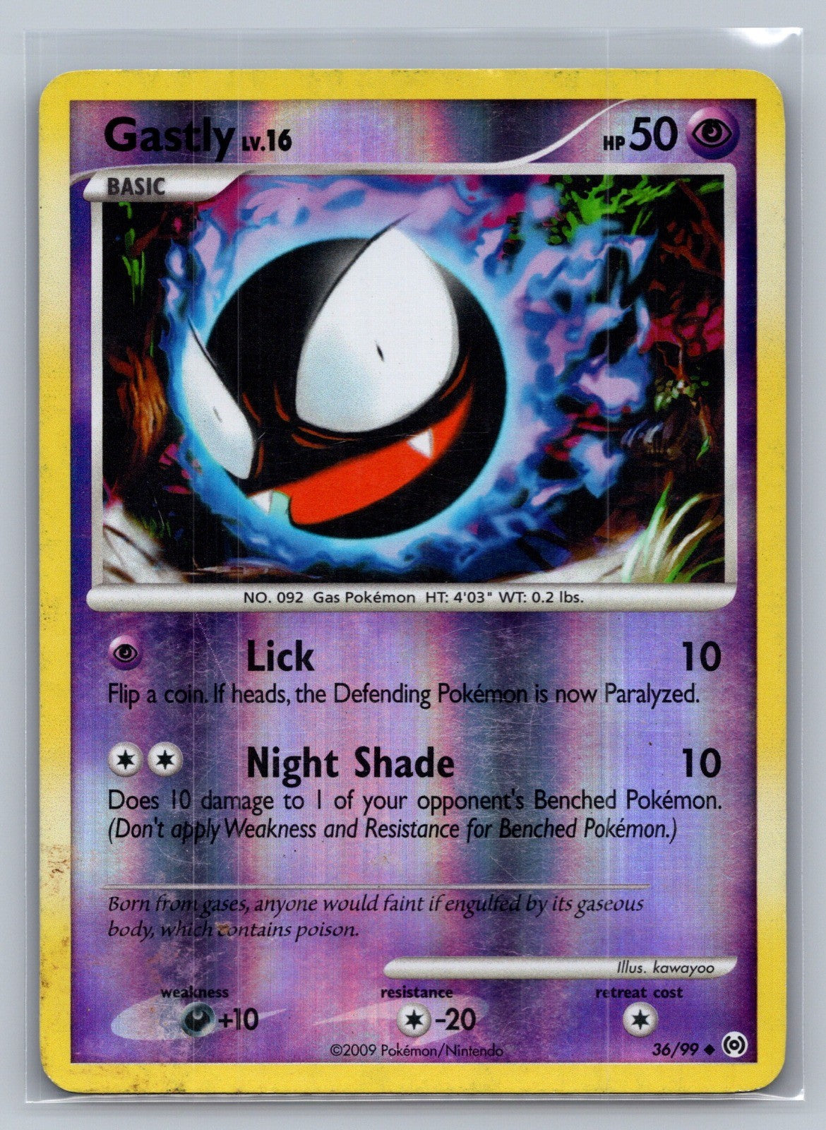 Gastly (36) Reverse Holo Uncommon 36/99 Arceus LP