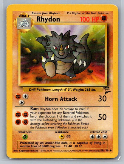 Rhydon Uncommon 059/130 Base Set 2 LP