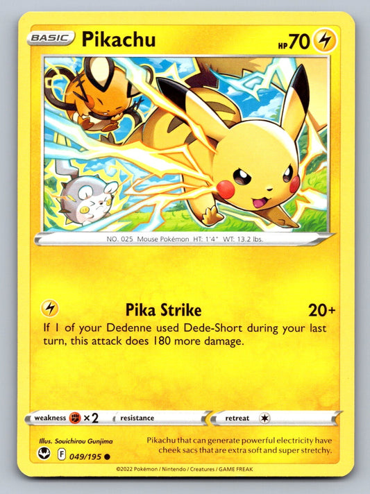 Pikachu Common 049/195 SWSH12: Silver Tempest NM