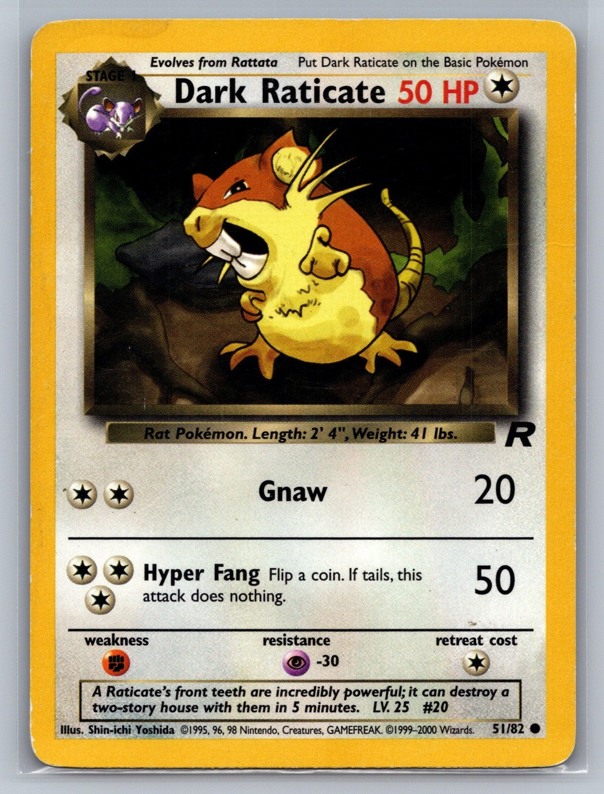 Dark Raticate Unlimited Common 51/82 Team Rocket LP