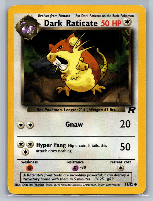 Dark Raticate Unlimited Common 51/82 Team Rocket LP