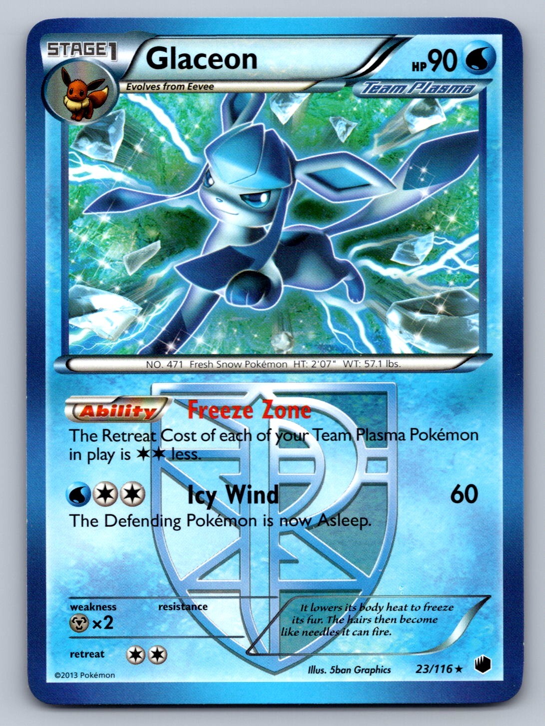 Glaceon (Team Plasma) 23/116 Water Plasma Freeze NM