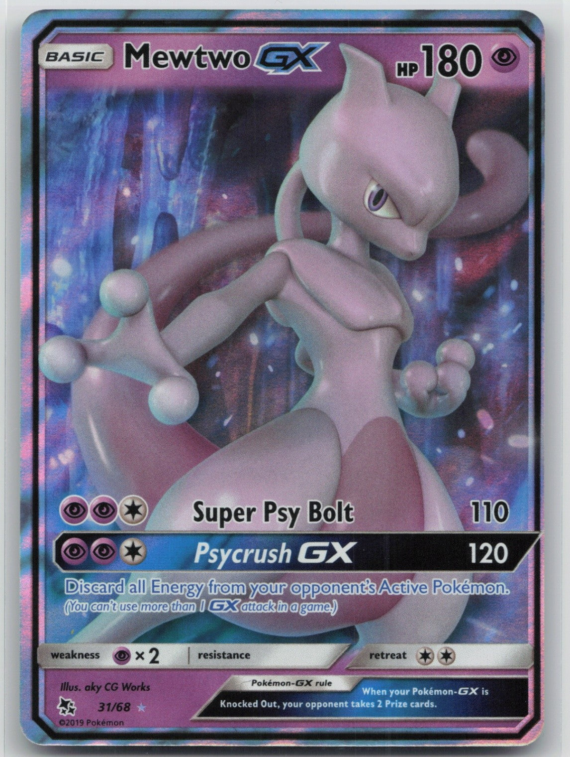 Mewtwo GX Holo Ultra Rare 31/68 Hidden Fates NM