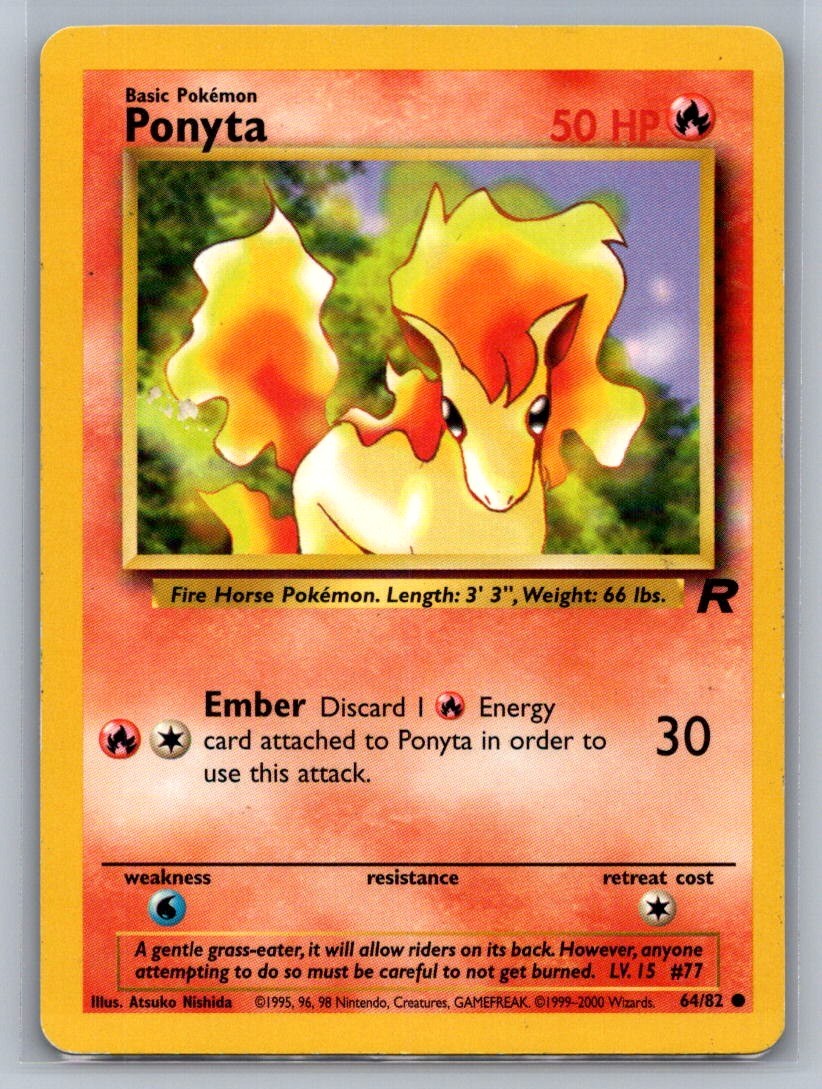 Ponyta Unlimited Common 64/82 Team Rocket LP