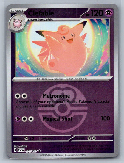 Clefable (Love Ball) Reverse Holo Uncommon 075/217 ME: Ascended Heroes NM