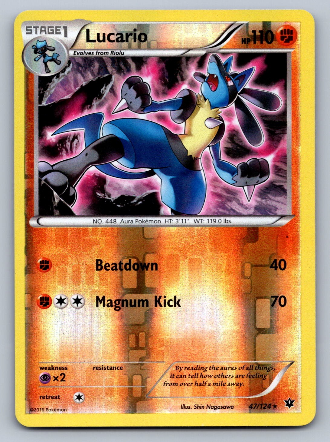 Lucario (47) 47/124 Fighting Reverse Holo XY - Fates Collide NM