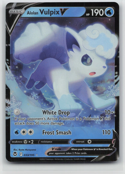 Alolan Vulpix V Holo Ultra Rare 033/195 SWSH12: Silver Tempest NM