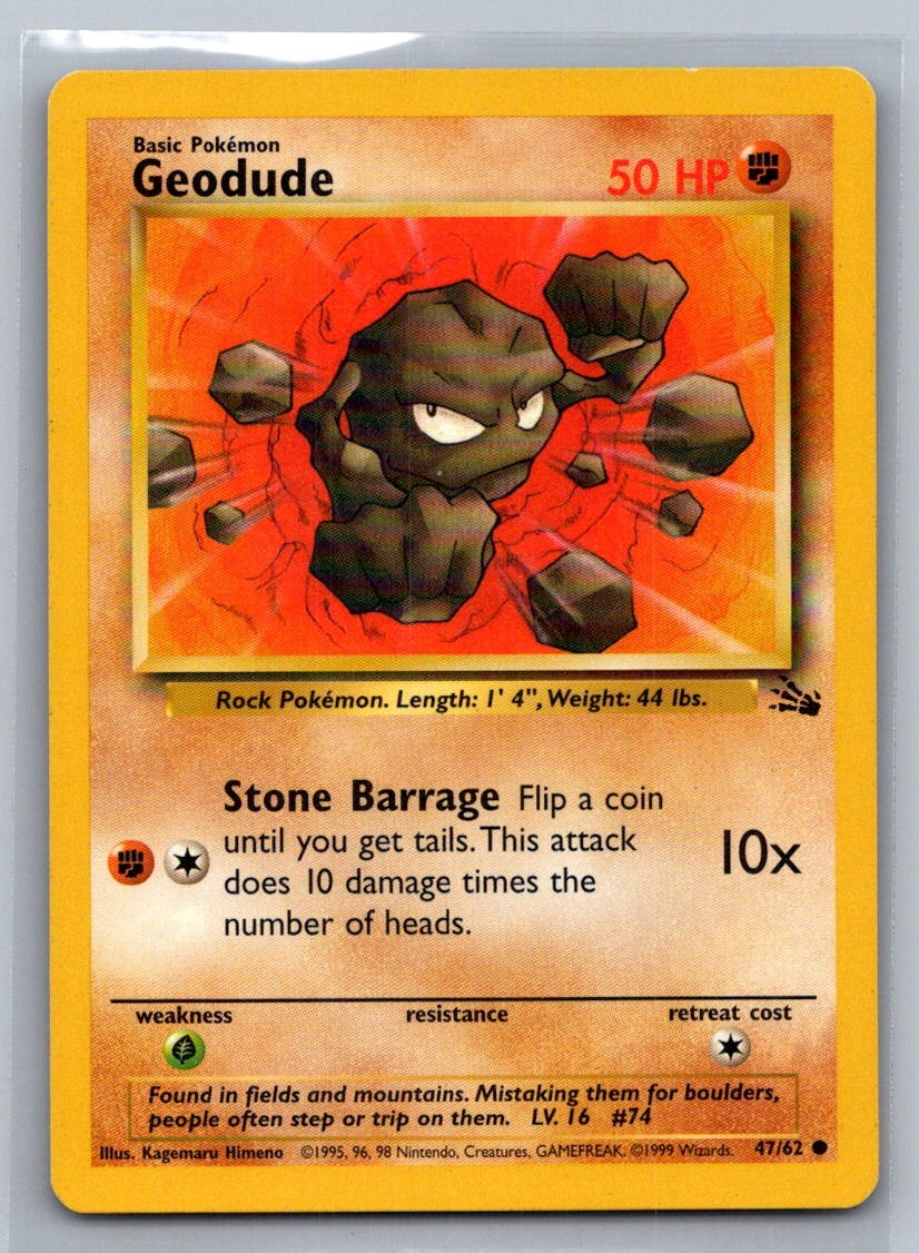 Geodude Unlimited Common 47/62 Fossil LP