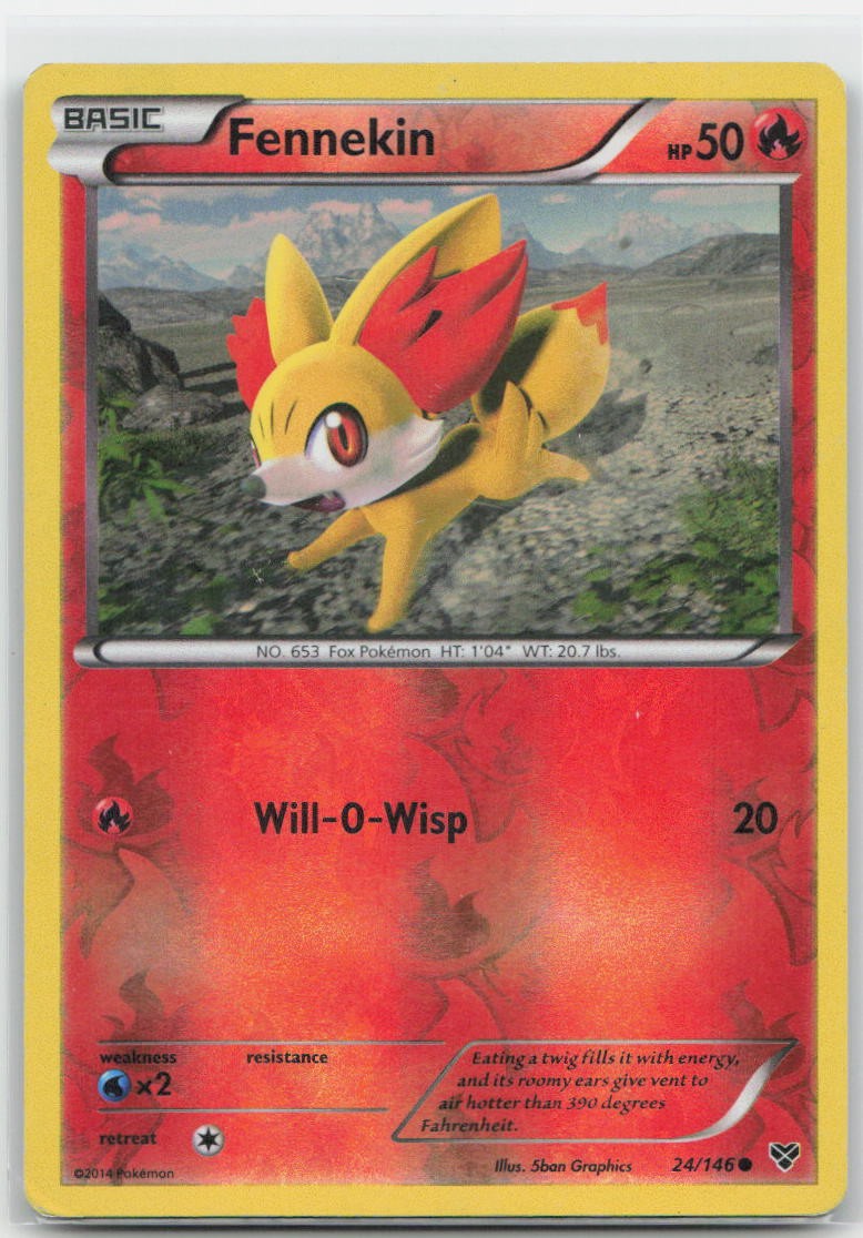 Fennekin Reverse Holo Common 24/146 XY Base Set NM