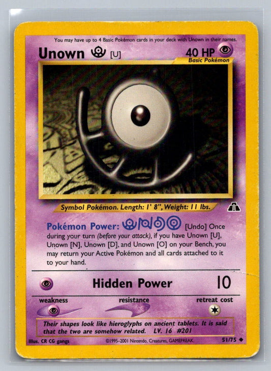 Unown [U] Unlimited Uncommon 51/75 Neo Discovery LP