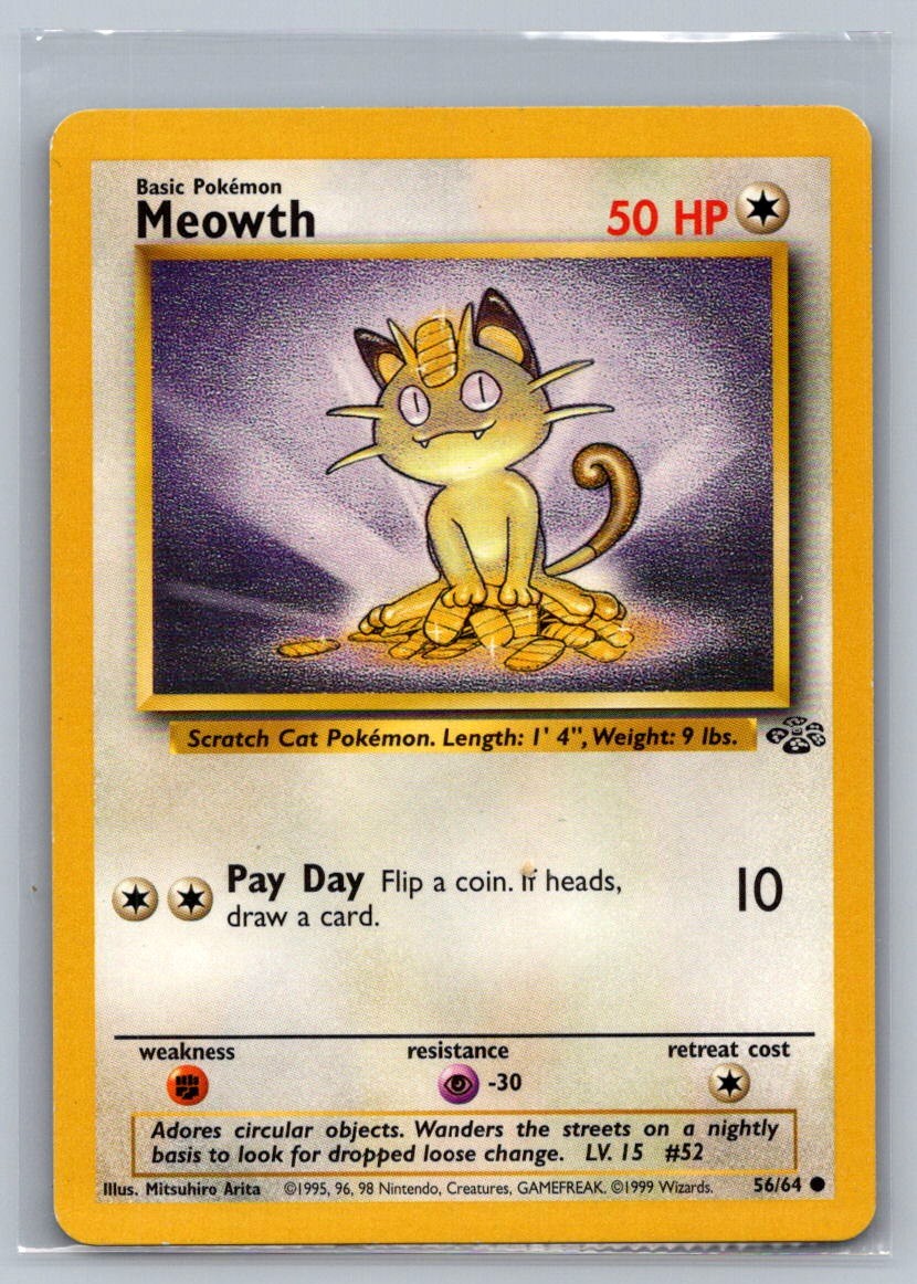 Meowth Unlimited Common 56/64 Jungle LP