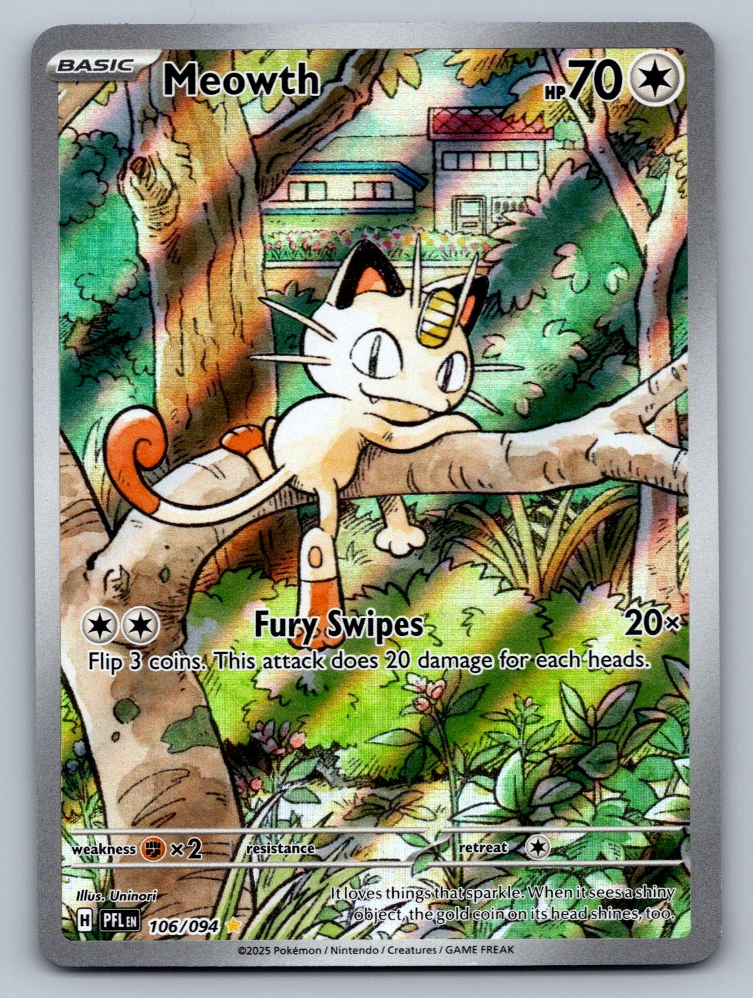 Meowth 106/094 Colorless Holo ME02: Phantasmal Flames NM