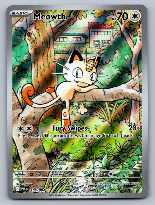 Meowth 106/094 Colorless Holo ME02: Phantasmal Flames NM
