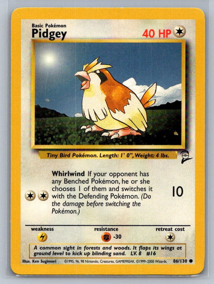 Pidgey Common 086/130 Base Set 2 LP