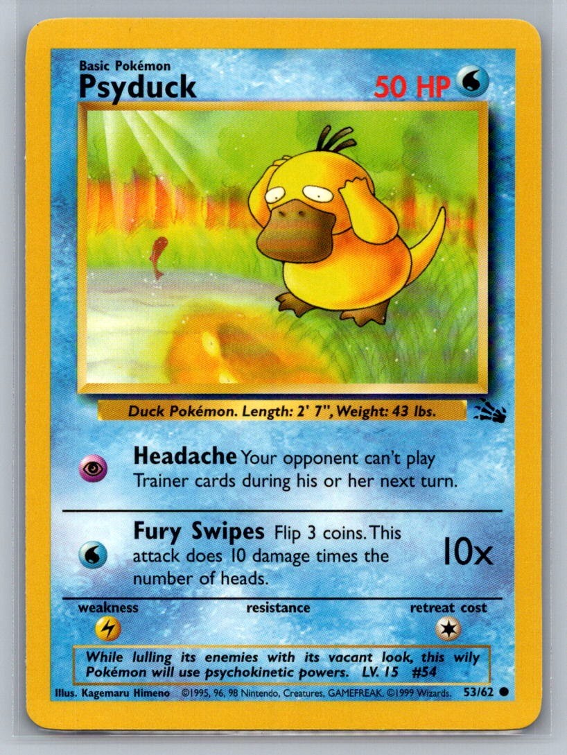 Psyduck Unlimited Common 53/62 Fossil LP