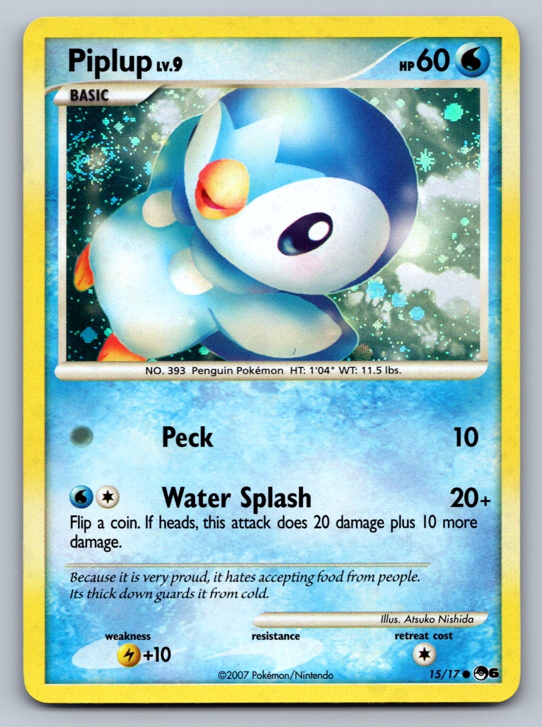 Piplup Holo Common 015/017 POP Series 6 NM