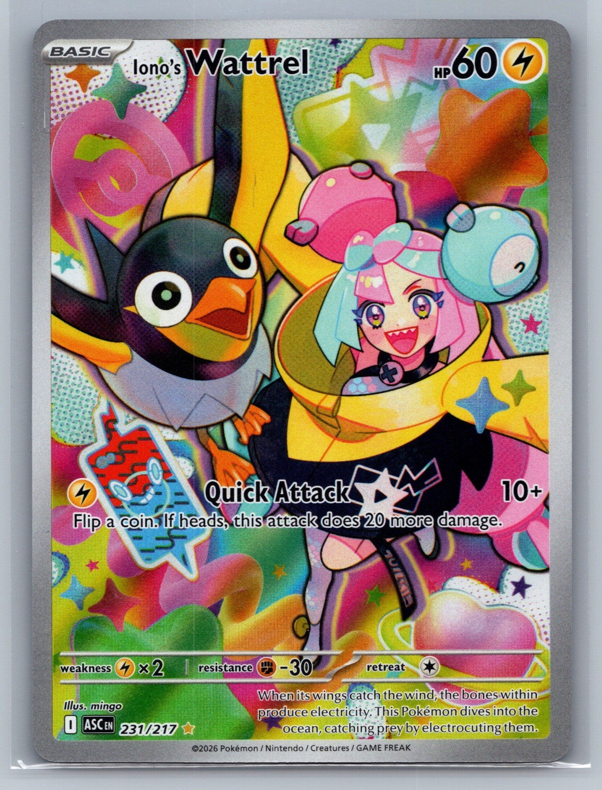Iono's Wattrel Holo Illustration Rare 231/217 ME: Ascended Heroes NM