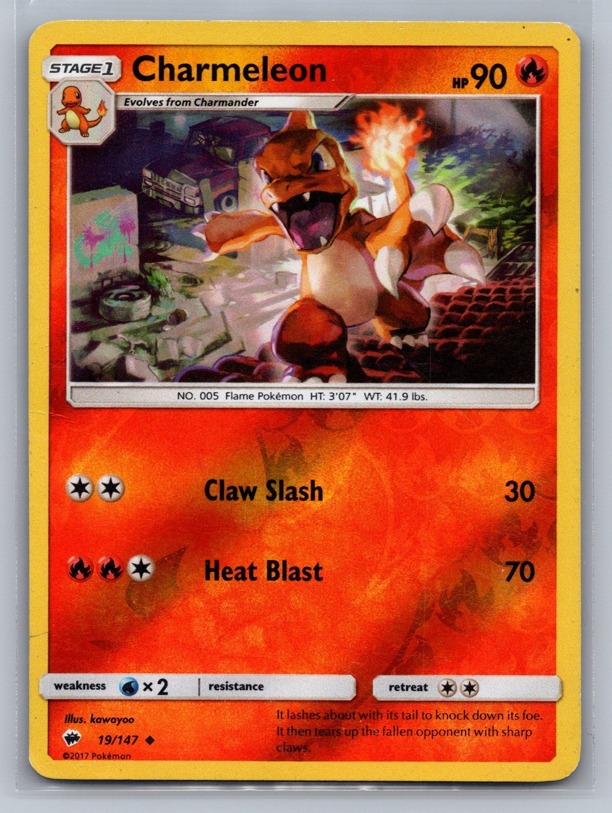 Charmeleon Reverse Holo Uncommon 19/147 SM - Burning Shadows LP