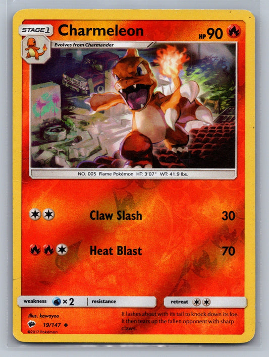 Charmeleon Reverse Holo Uncommon 19/147 SM - Burning Shadows LP
