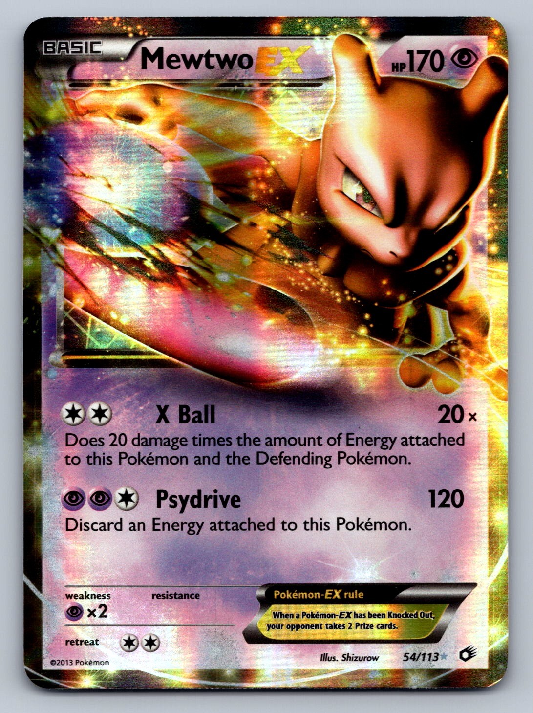 Mewtwo EX 54/113 Psychic Holo Legendary Treasures NM