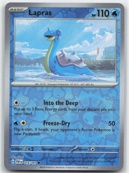 Lapras Reverse Holo Common 016/091 SV: Paldean Fates NM