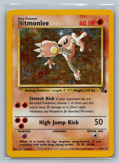 Hitmonlee (7) Unlimited Holo Holo Rare 07/62 Fossil MP