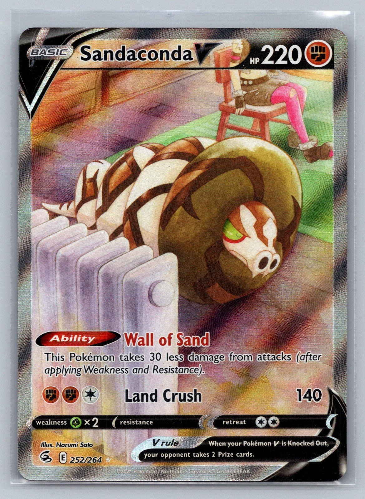Sandaconda V (Alternate Full Art) Holo Ultra Rare 252/264 SWSH08: Fusion Strike