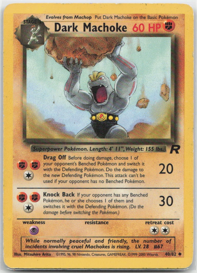 Dark Machoke Unlimited Uncommon 40/82 Team Rocket MP