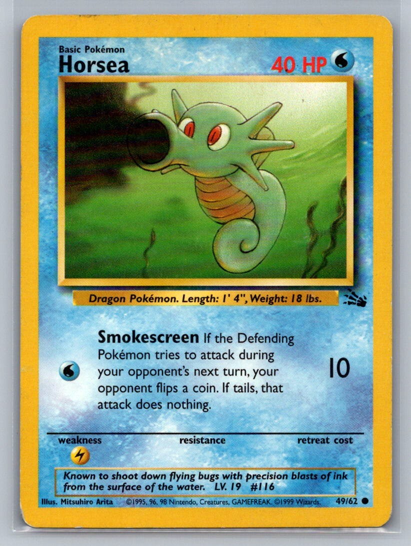 Horsea Unlimited Common 49/62 Fossil LP