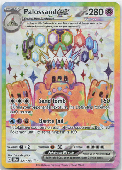 Palossand ex - Holo Ultra Rare 221/191 SV08: Surging Sparks NM