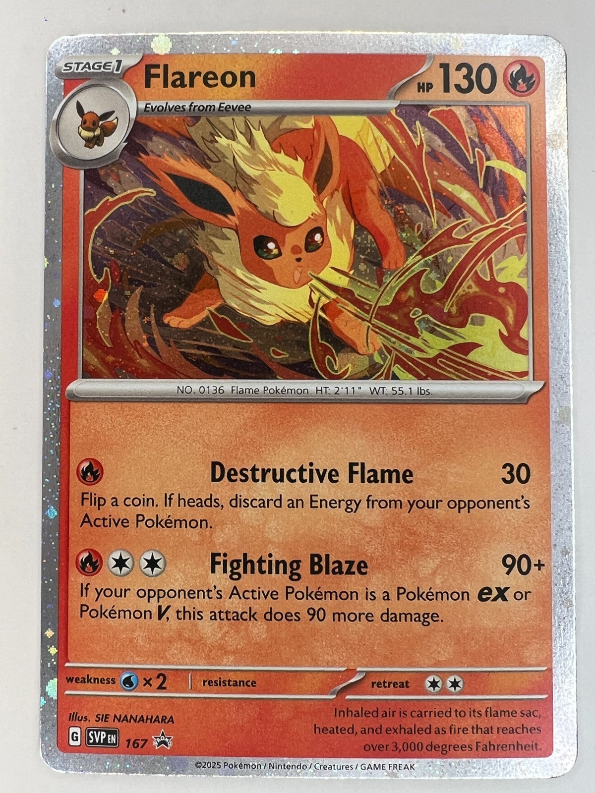 Pokemon - S&V Black Star Promo Cosmos Holo Flareon SVP 167 NM