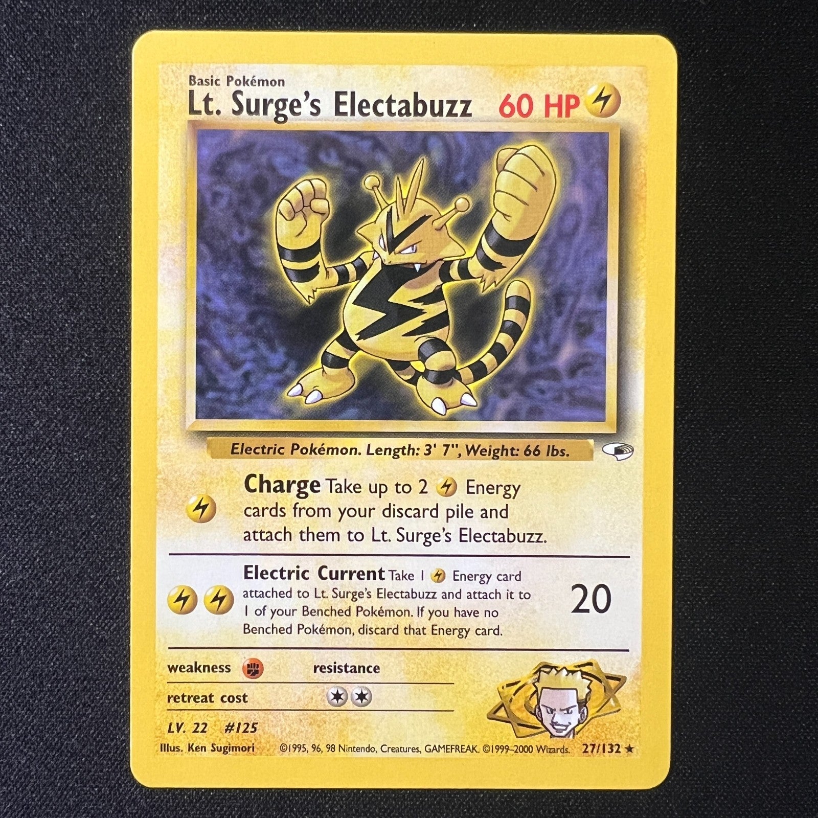 ⚡️Lt. Surge's Electabuzz 27/132 - Gym Heroes Vintage Rare Pokemon Cards WOTC LP