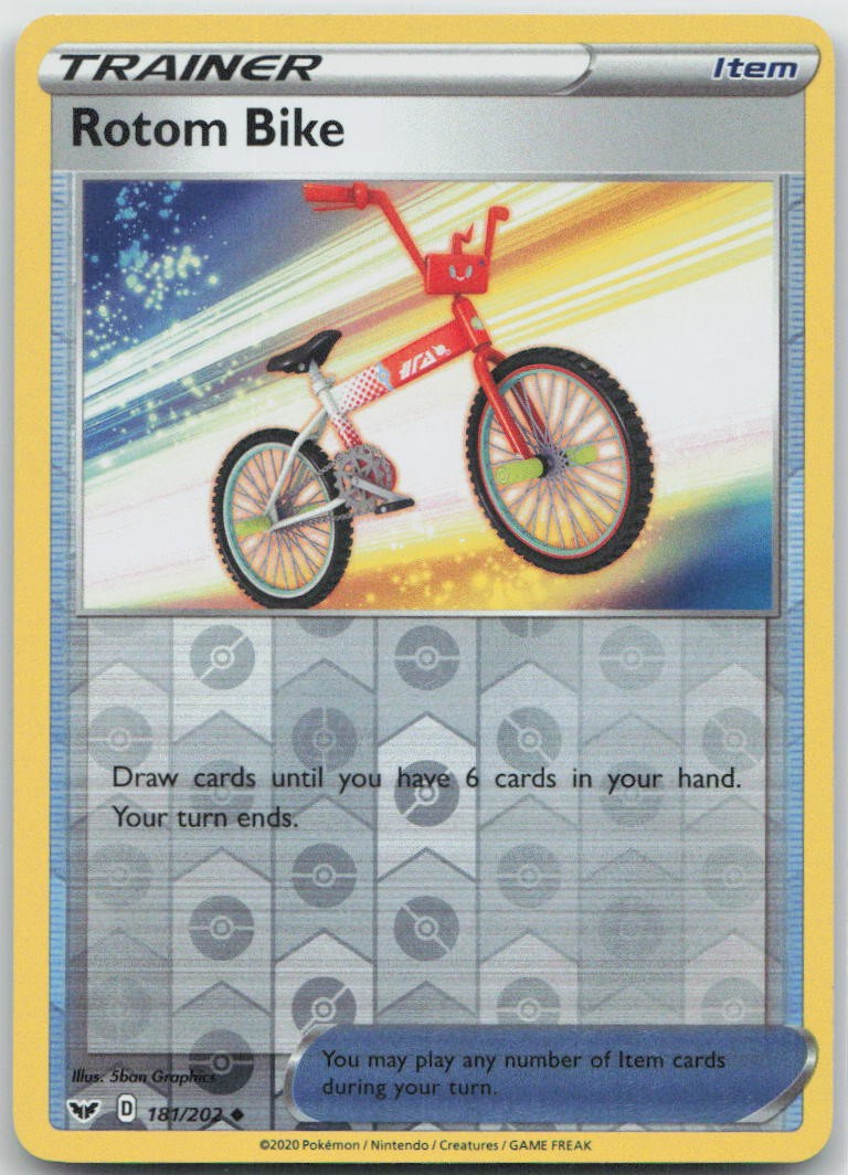 Rotom Bike Reverse Holo Uncommon 181/202 SWSH01: Sword & Shield Base Set NM