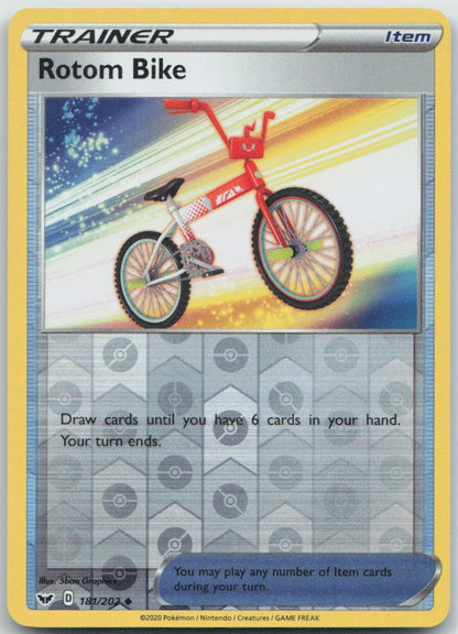 Rotom Bike Reverse Holo Uncommon 181/202 SWSH01: Sword & Shield Base Set NM