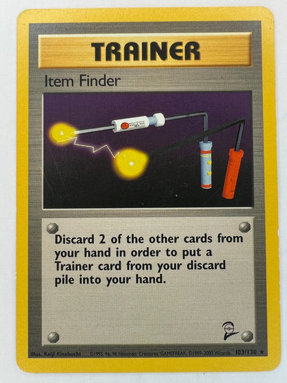 Item Finder 103/130 Rare Non-Holo Base 2 Set Pokémon Trainer Card LP
