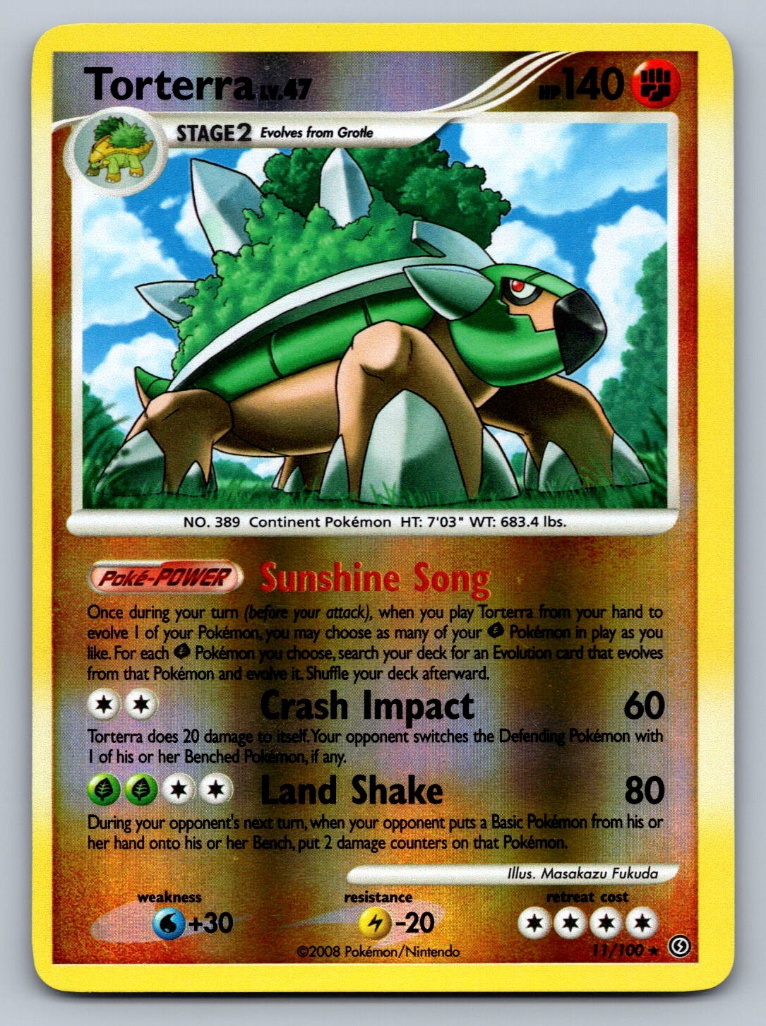 Torterra 11/100 Fighting Reverse Holo Stormfront NM