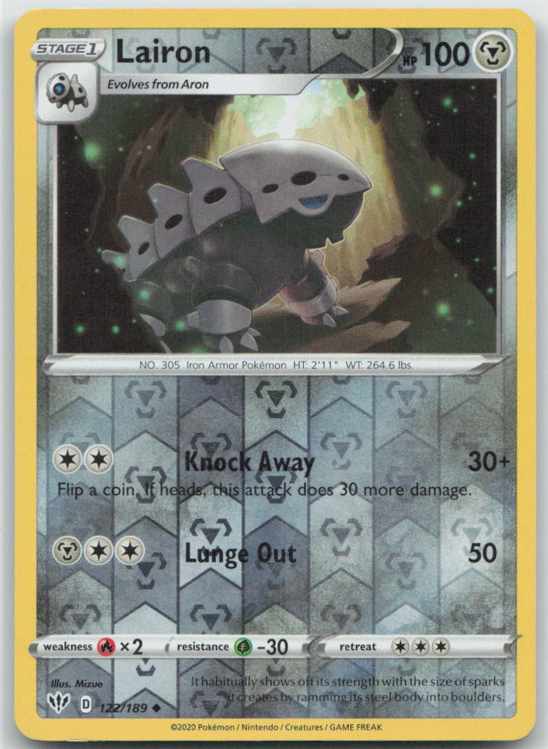 Lairon Reverse Holo Uncommon 122/189 SWSH03: Darkness Ablaze NM
