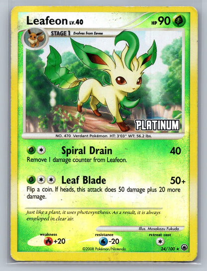 Leafeon - 24/100 [Platinum] Reverse Holo Promo 024/100 Burger King Promos MP