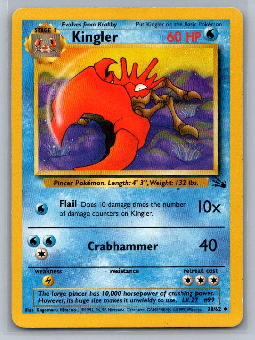 Kingler Unlimited Uncommon 38/62 Fossil LP
