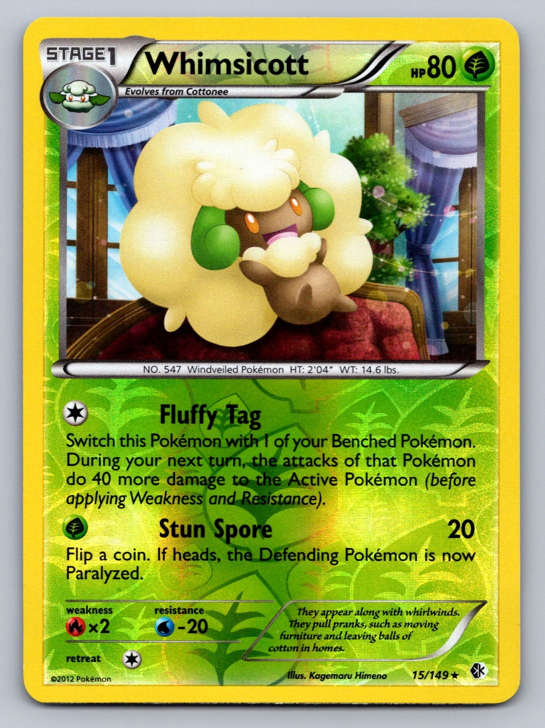 Whimsicott Reverse Holo Rare 15/149 Boundaries Crossed NM