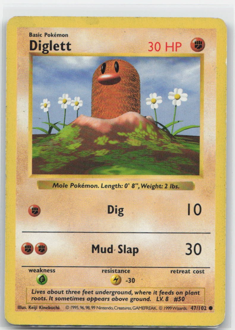Diglett Unlimited Common 047/102 Base Set (Shadowless) MP
