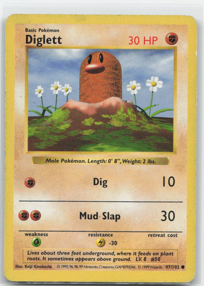 Diglett Unlimited Common 047/102 Base Set (Shadowless) MP