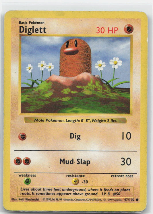 Diglett Unlimited Common 047/102 Base Set (Shadowless) MP