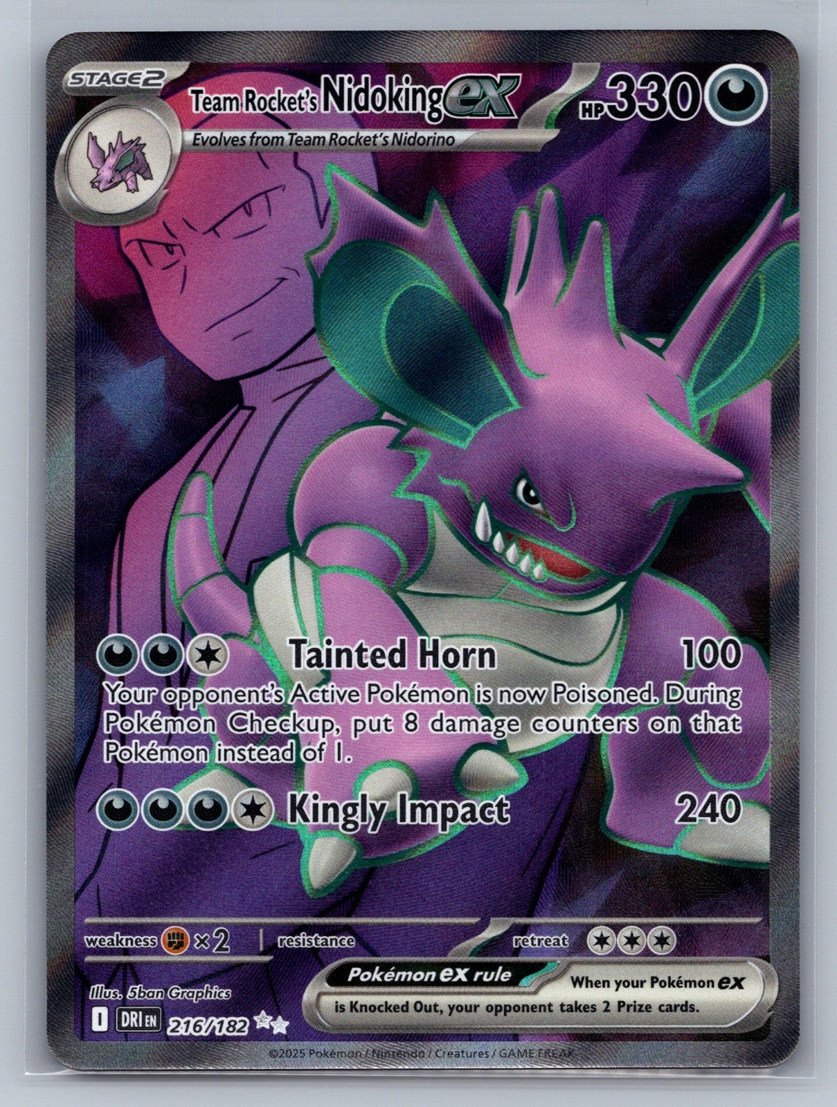 Team Rocket's Nidoking ex Holo Ultra Rare 216/182 SV10: Destined Rivals NM